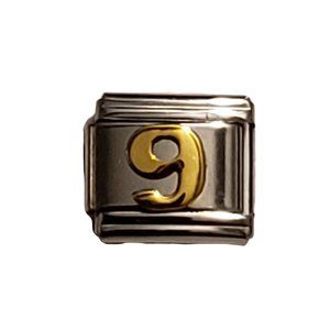 Italian Charm Bracelet Alphabet Letter Link - NUMBER "9"